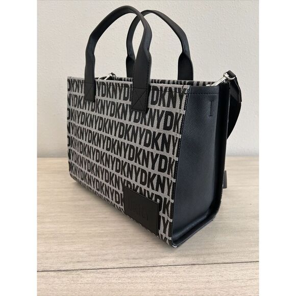 DKNY Hadlee Medium LARGE Tote LOGO Crossbody BLACK GRAY White Handbag Purse - Picture 10 of 16